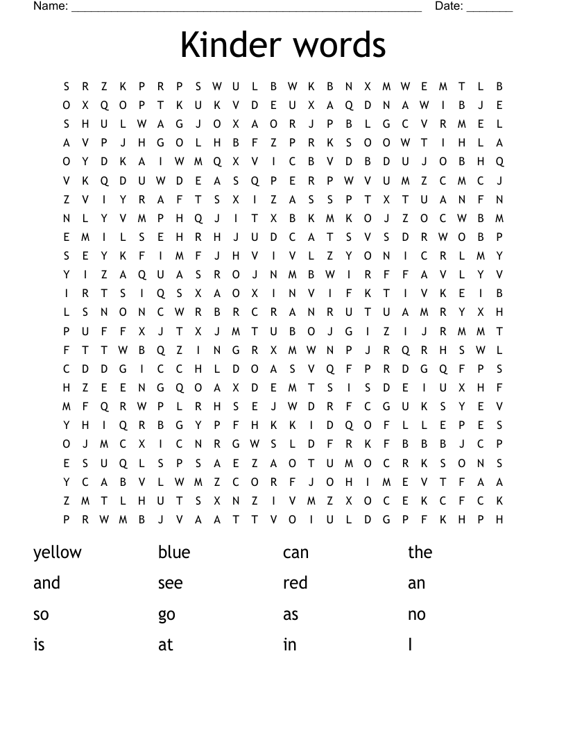Kinder words Word Search
