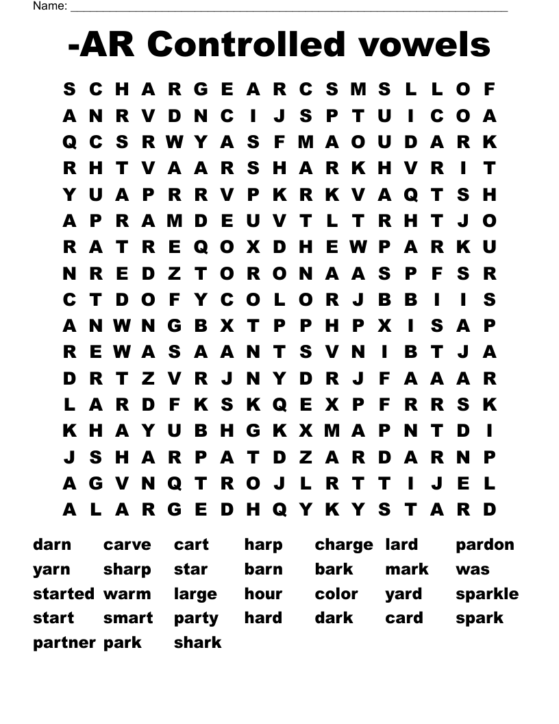-AR Controlled vowels Word Search