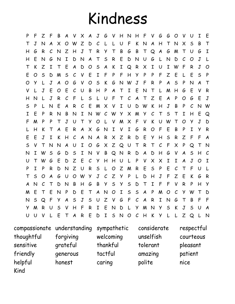 Kindness Word Search