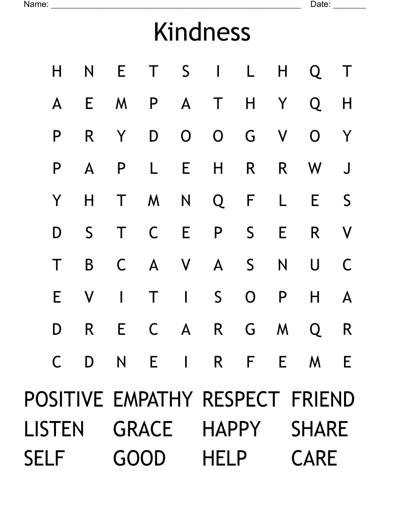 Kindness Word Search