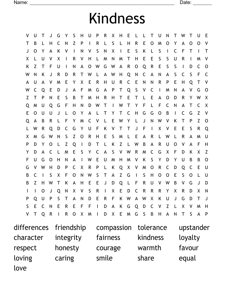 Kindness Word Search