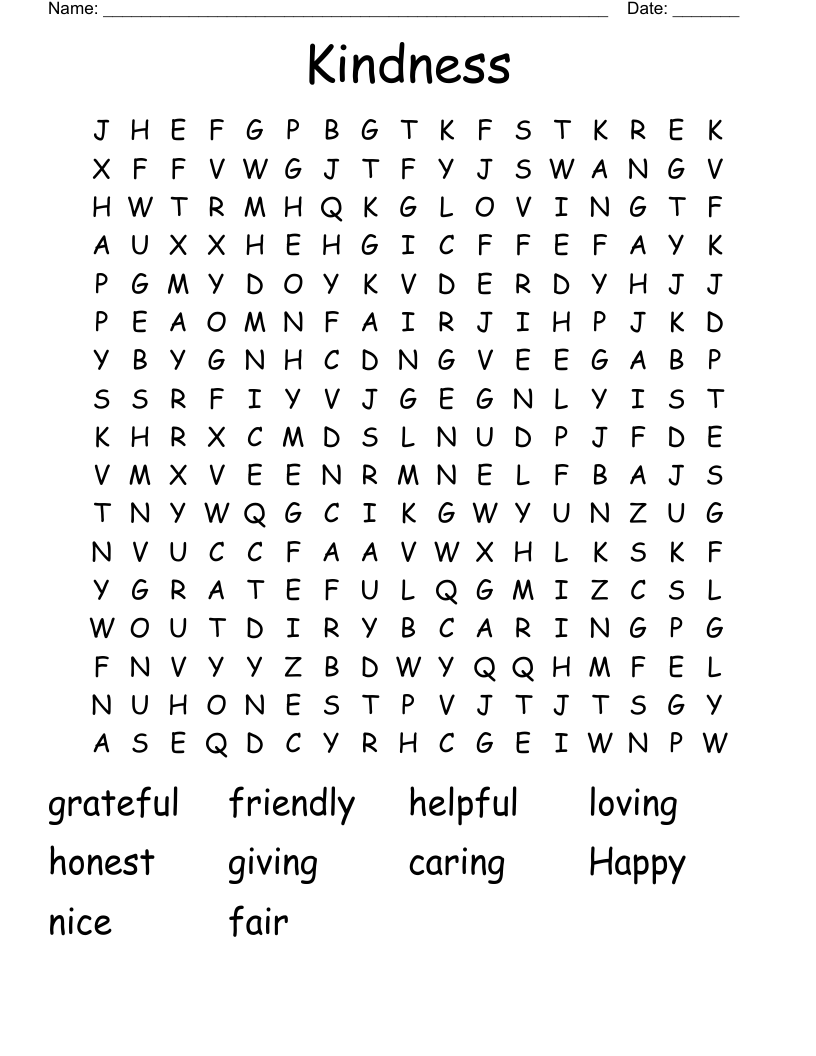 Kindness Word Search