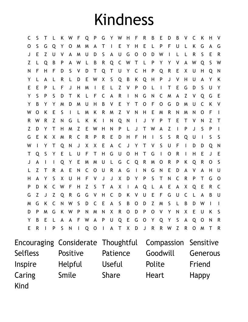 Kindness Word Search