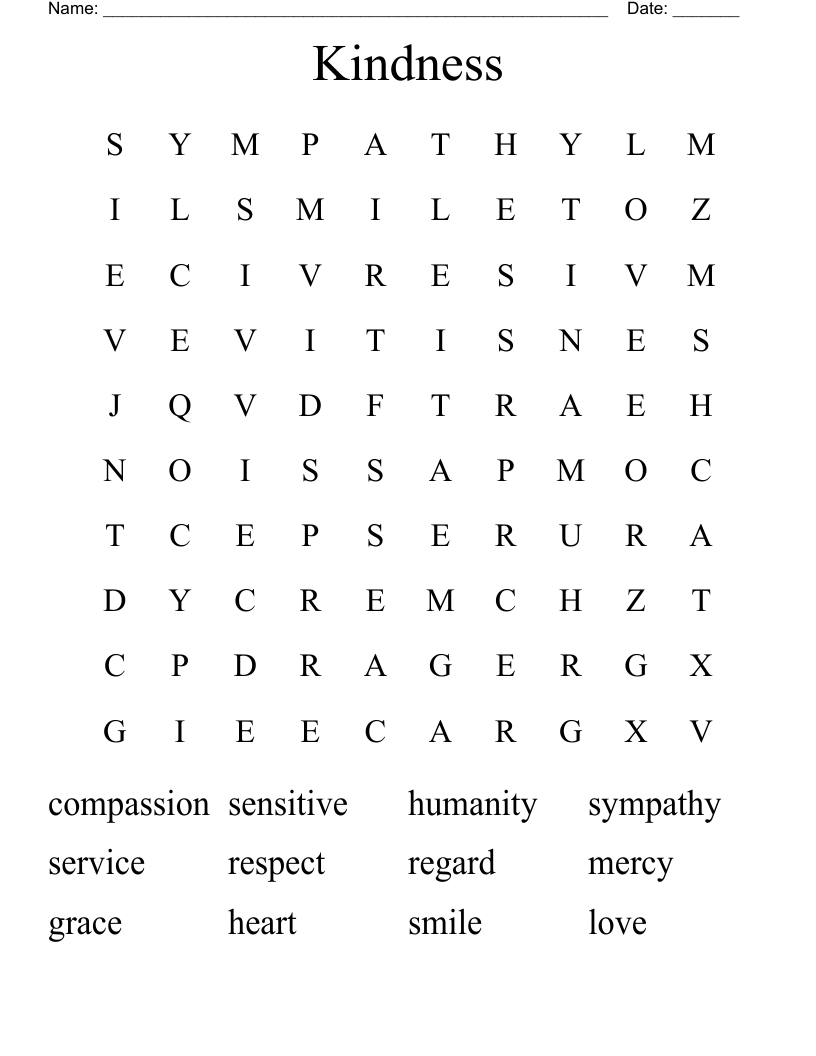 Kindness Word Search