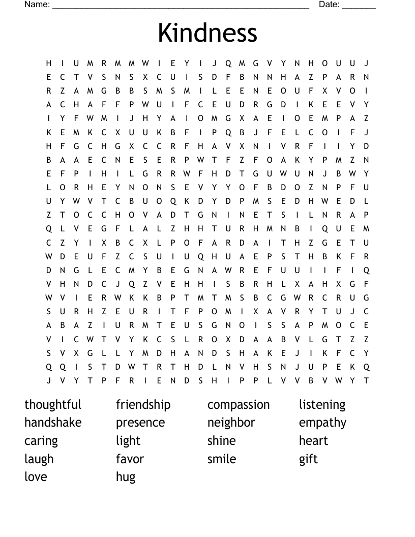 Kindness Word Search