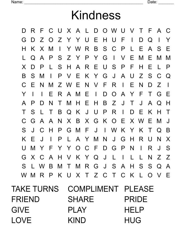 Kindness Word Search