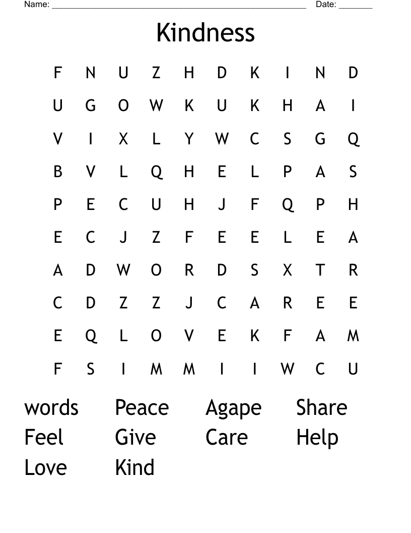 Kindness Word Search