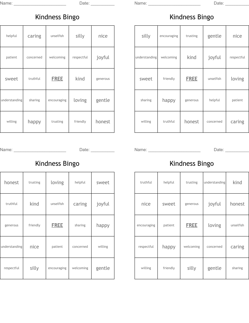Kindness Bingo