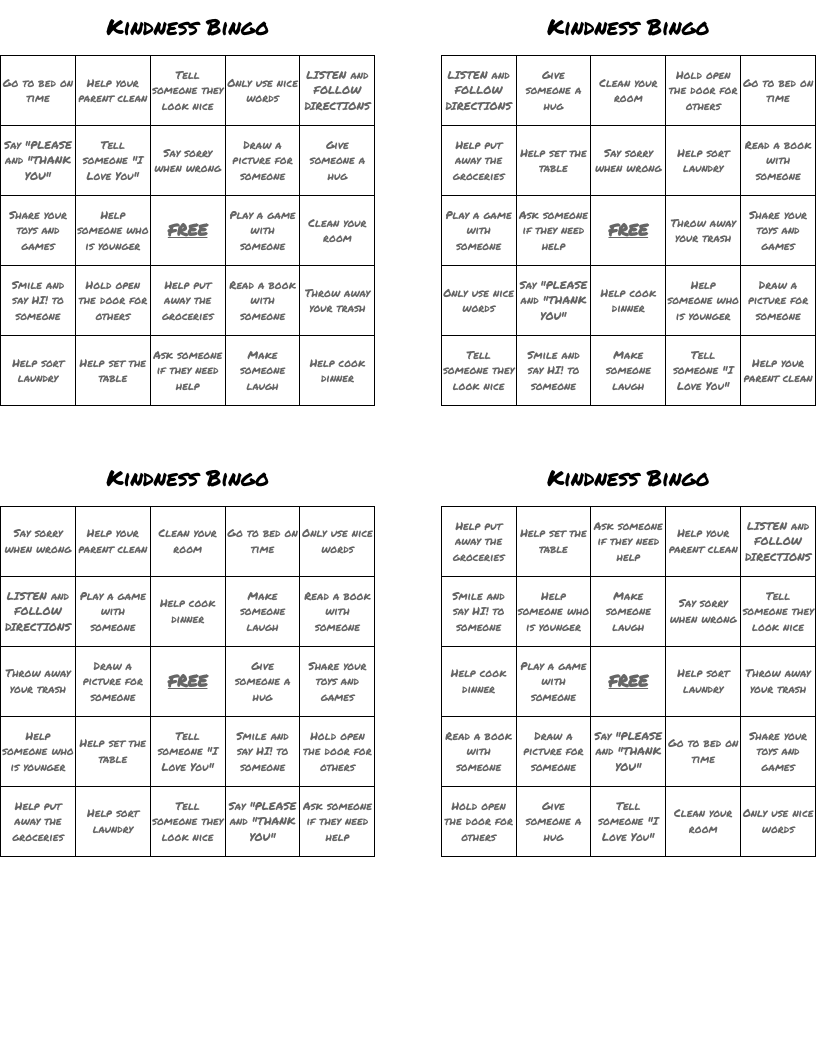 Kindness Bingo