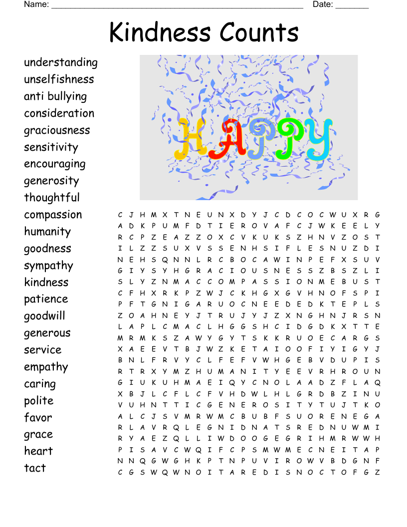 Kindness Counts Word Search