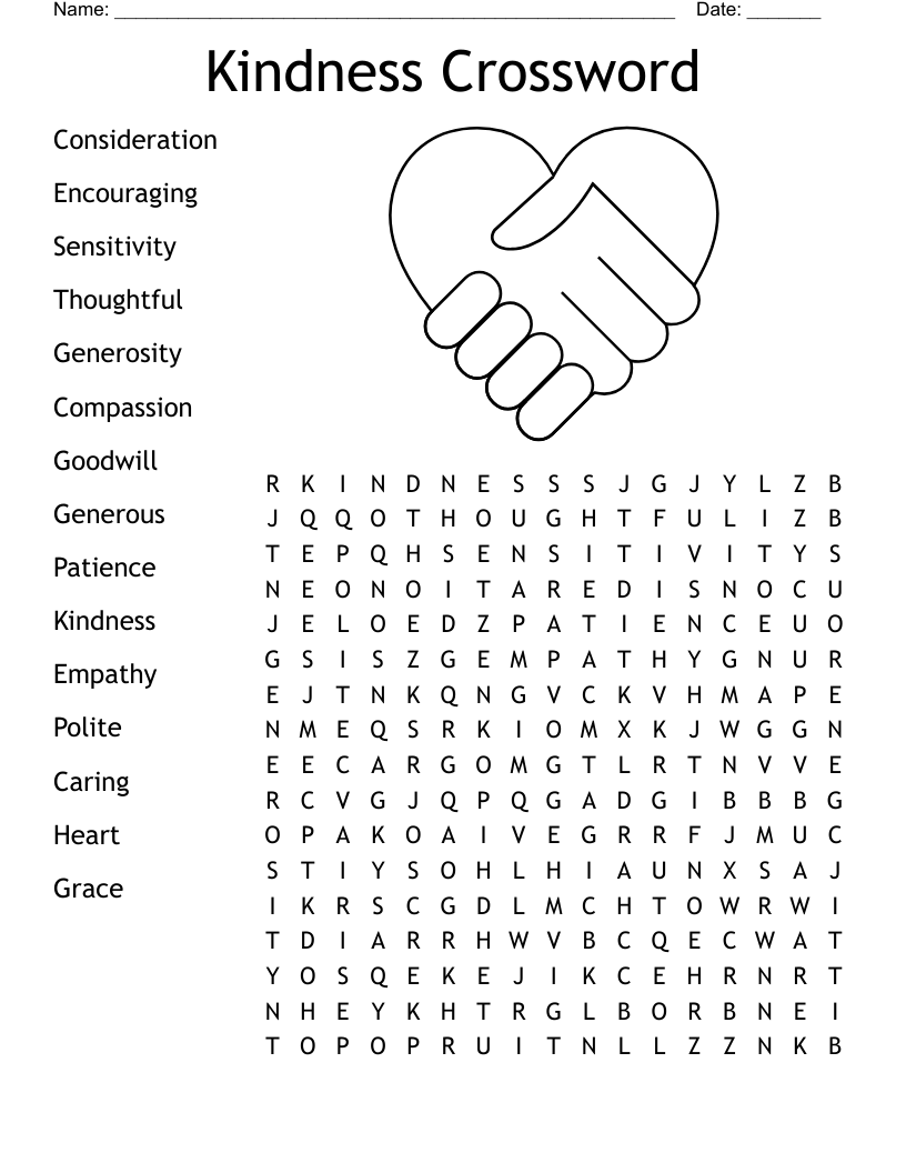 Kindness Crossword  Word Search