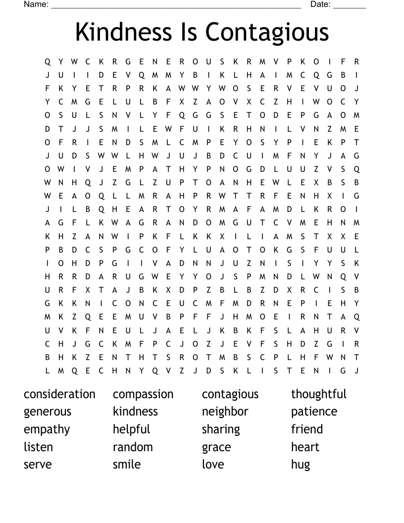 Kindness Is Contagious Word Search