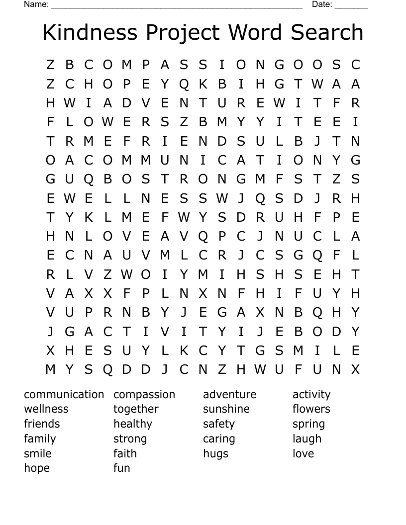 Kindness Project Word Search