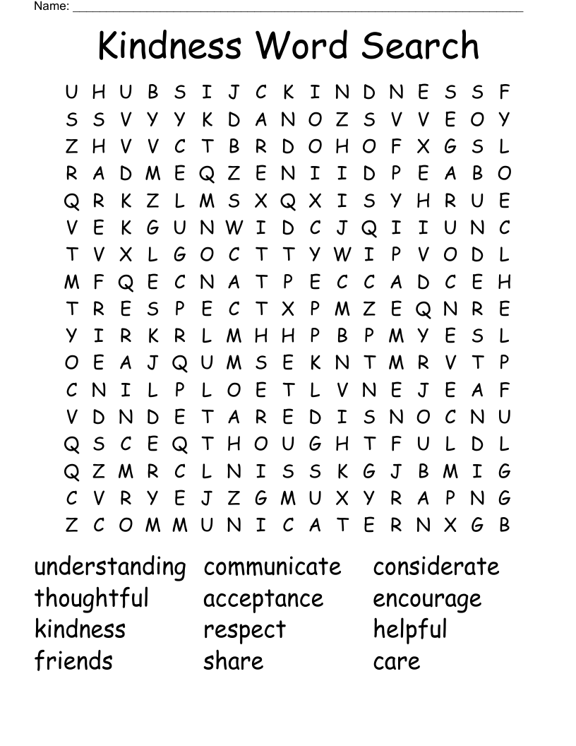 Kindness Word Search