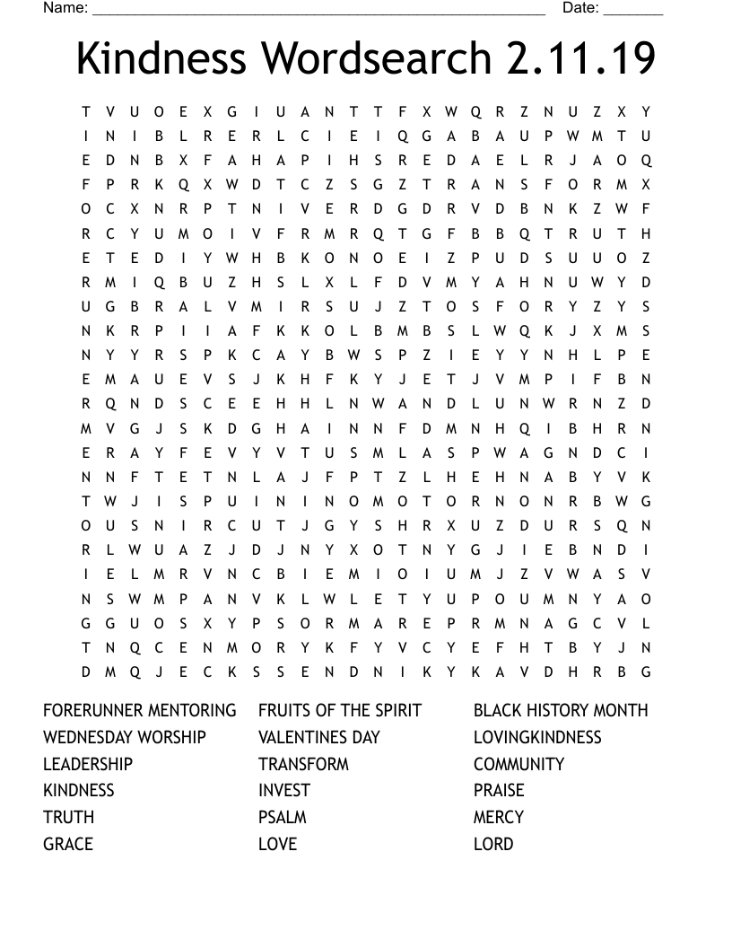 Kindness Wordsearch 2.11.19