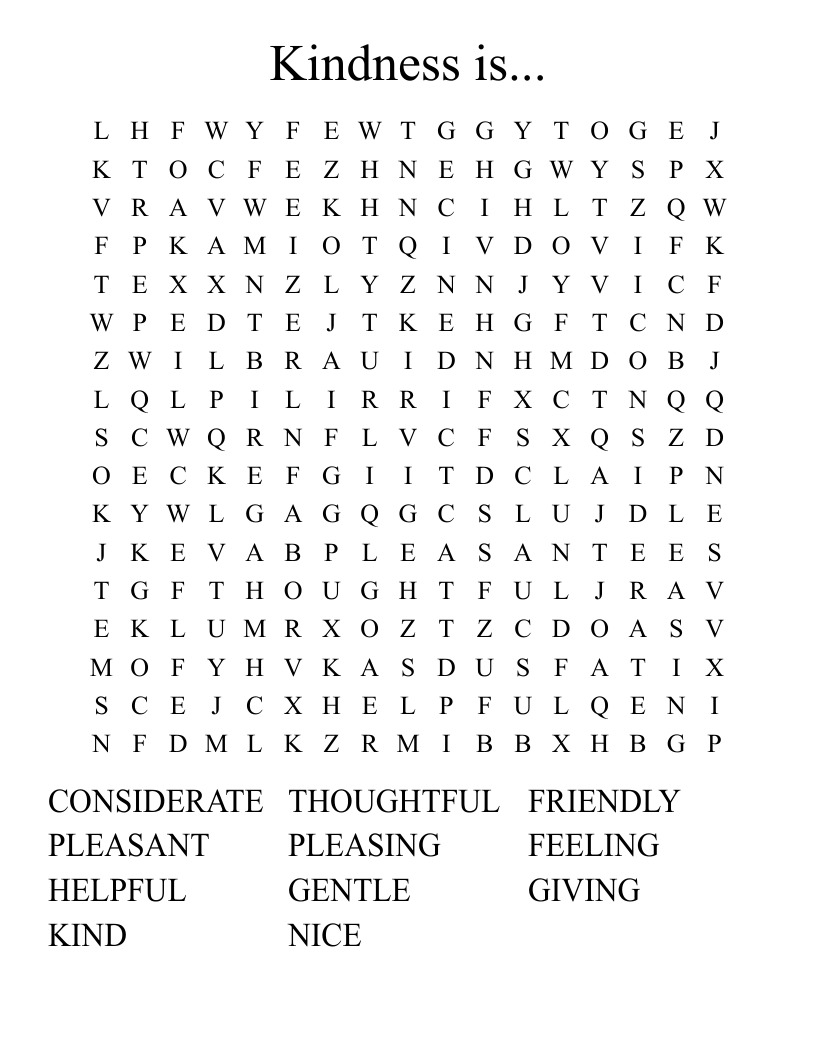 Kindness is... Word Search