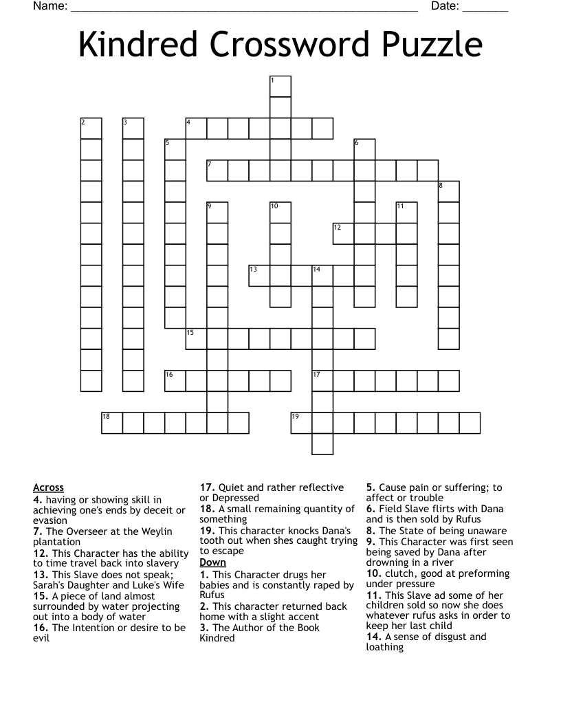 Kindred Crossword Puzzle