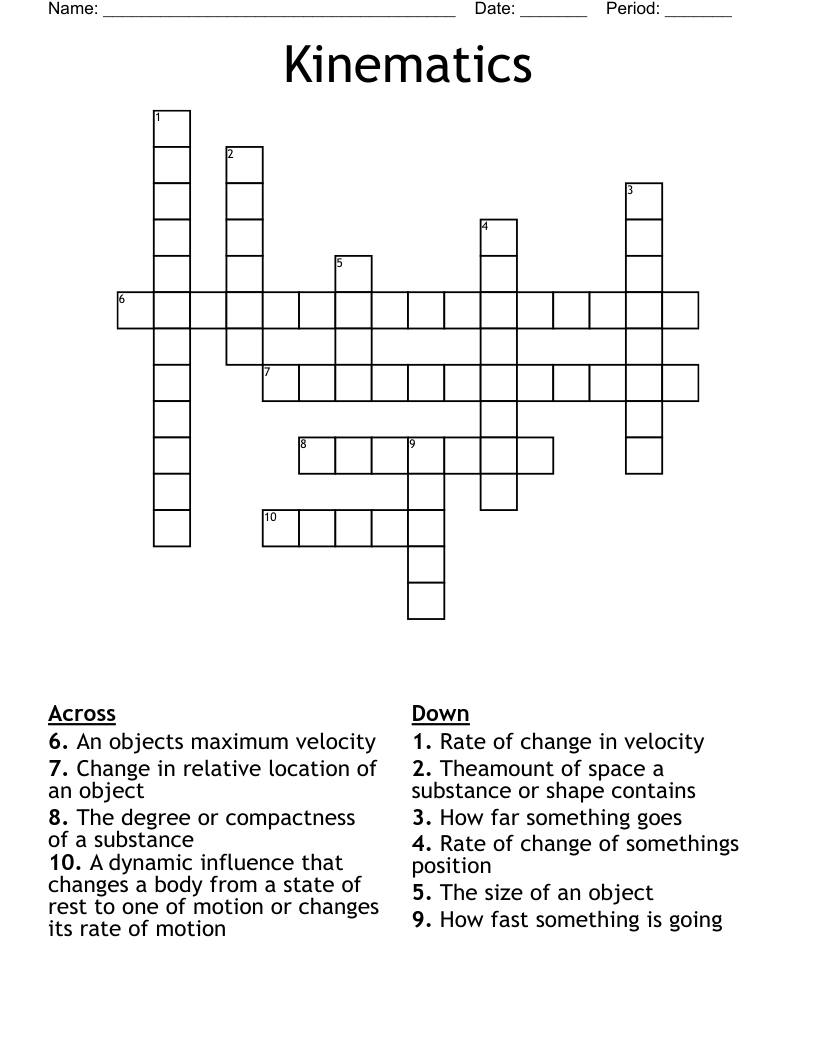 Kinematics Crossword
