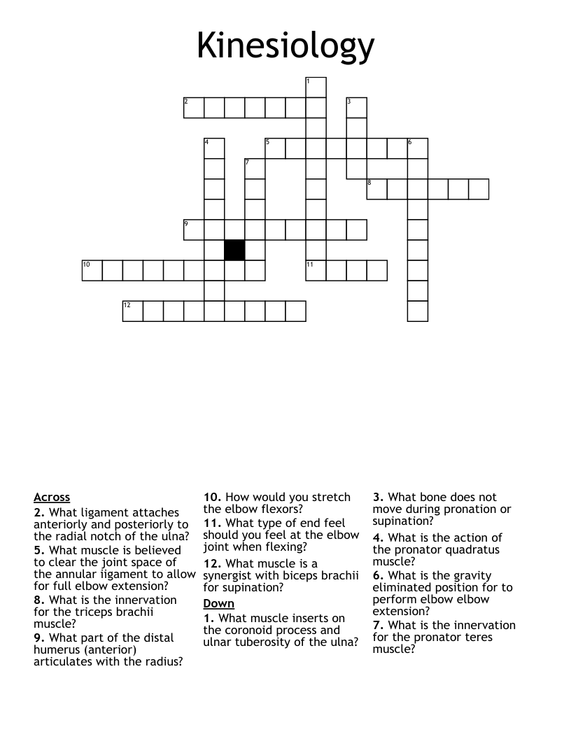 Kinesiology Crossword