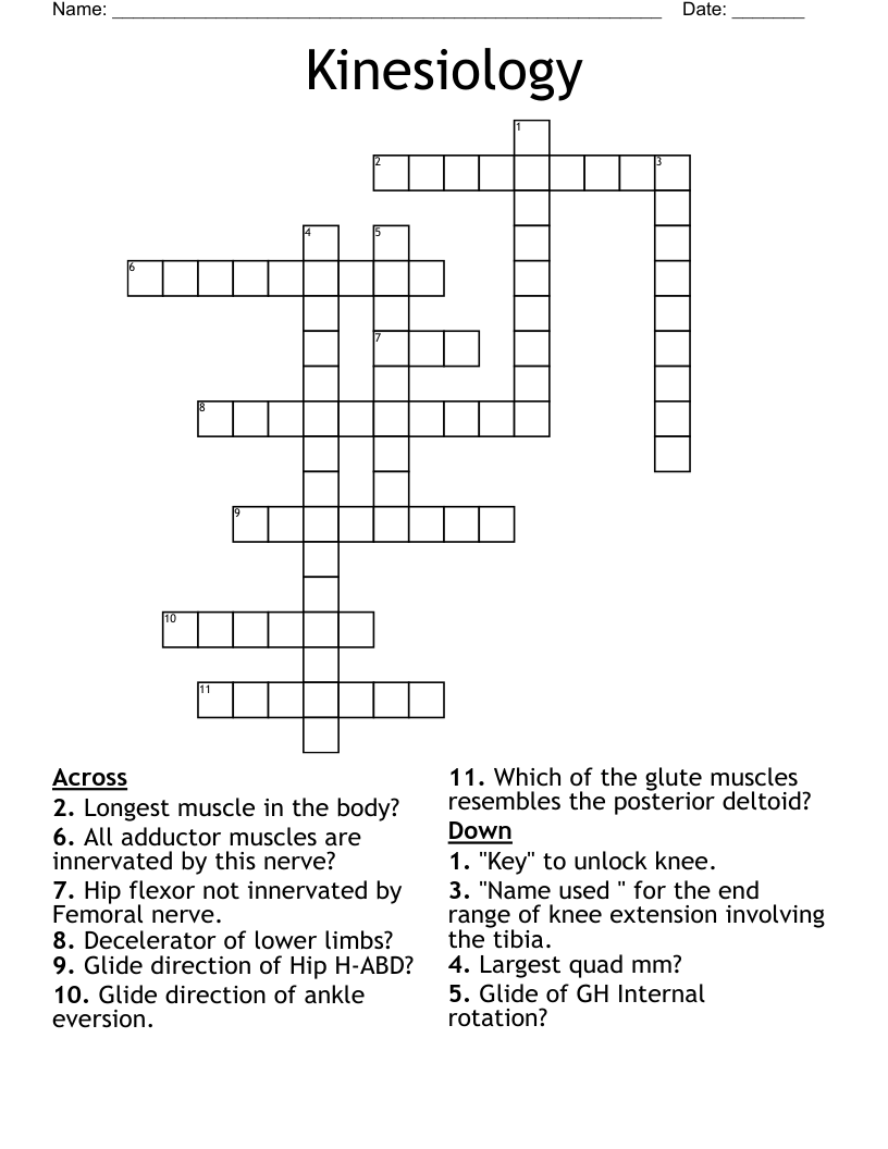 Kinesiology Crossword
