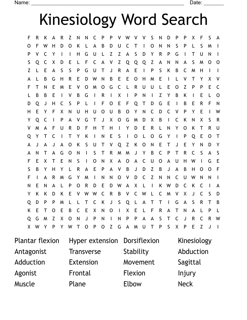Kinesiology Word Search