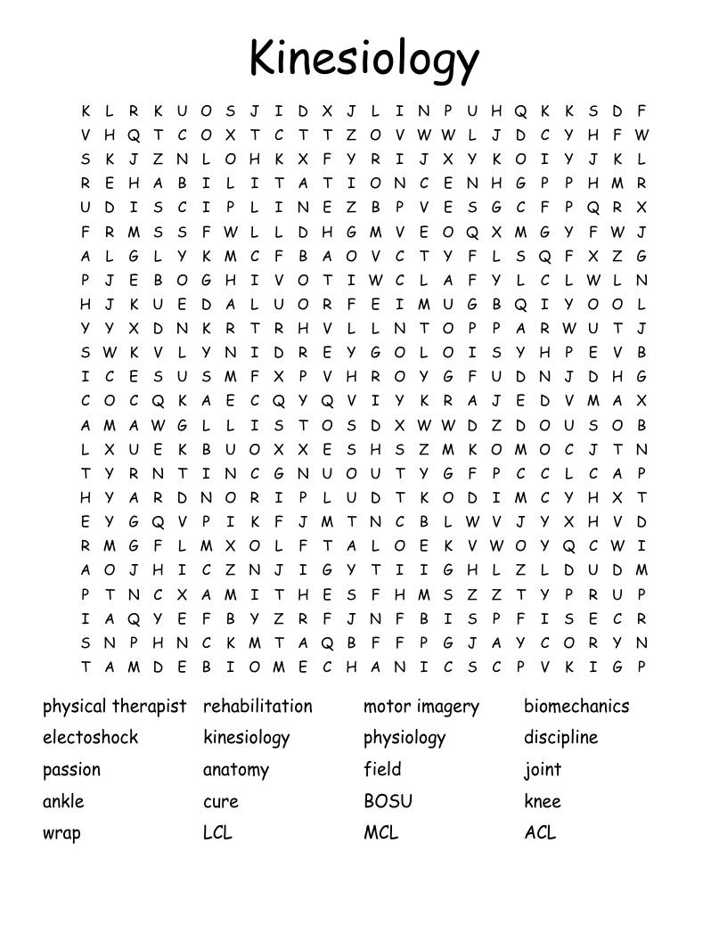 Kinesiology  Word Search