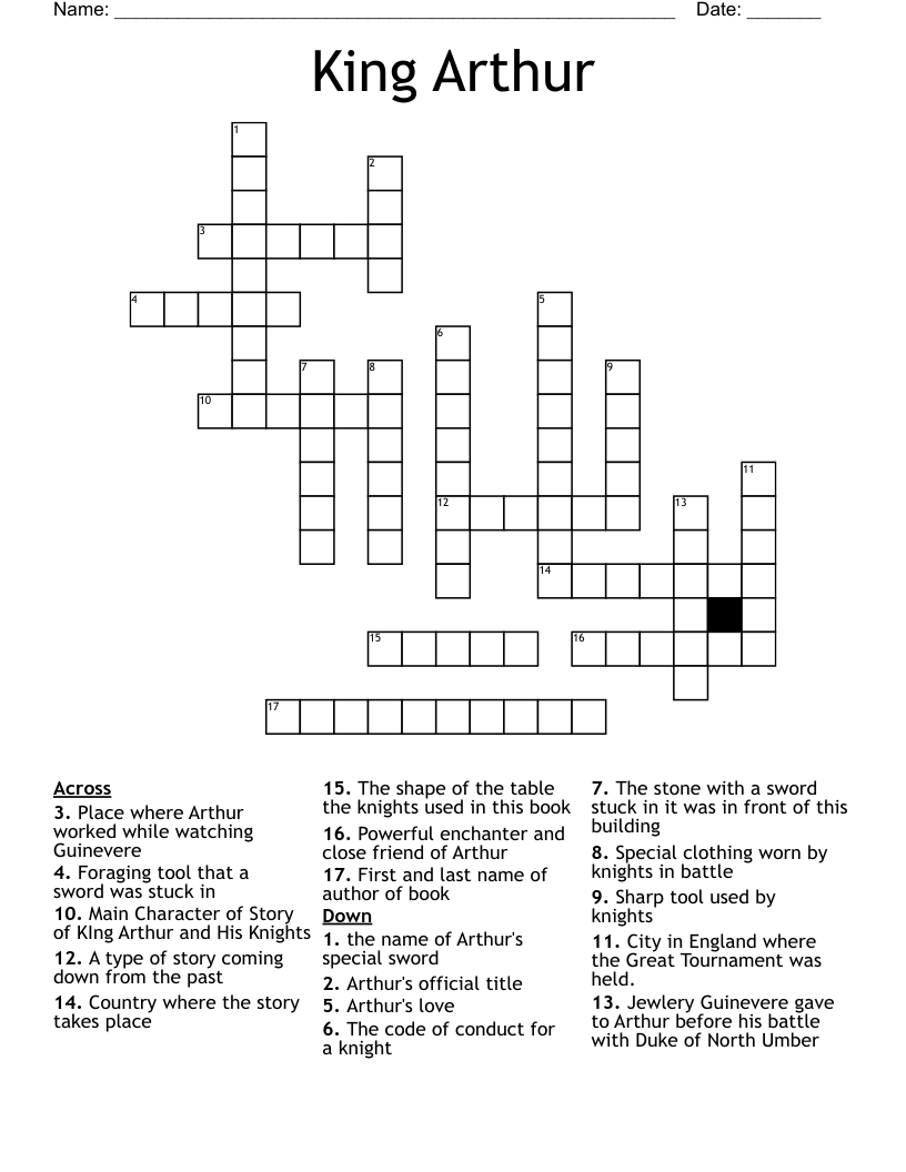 King Arthur Crossword
