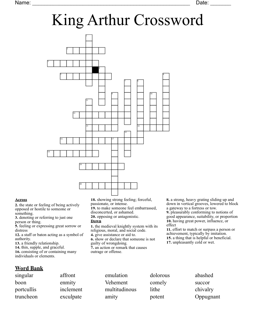 King Arthur Crossword