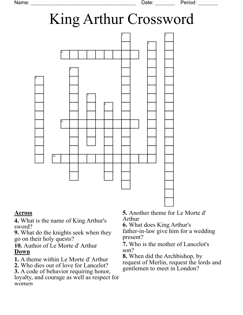 King Arthur Crossword