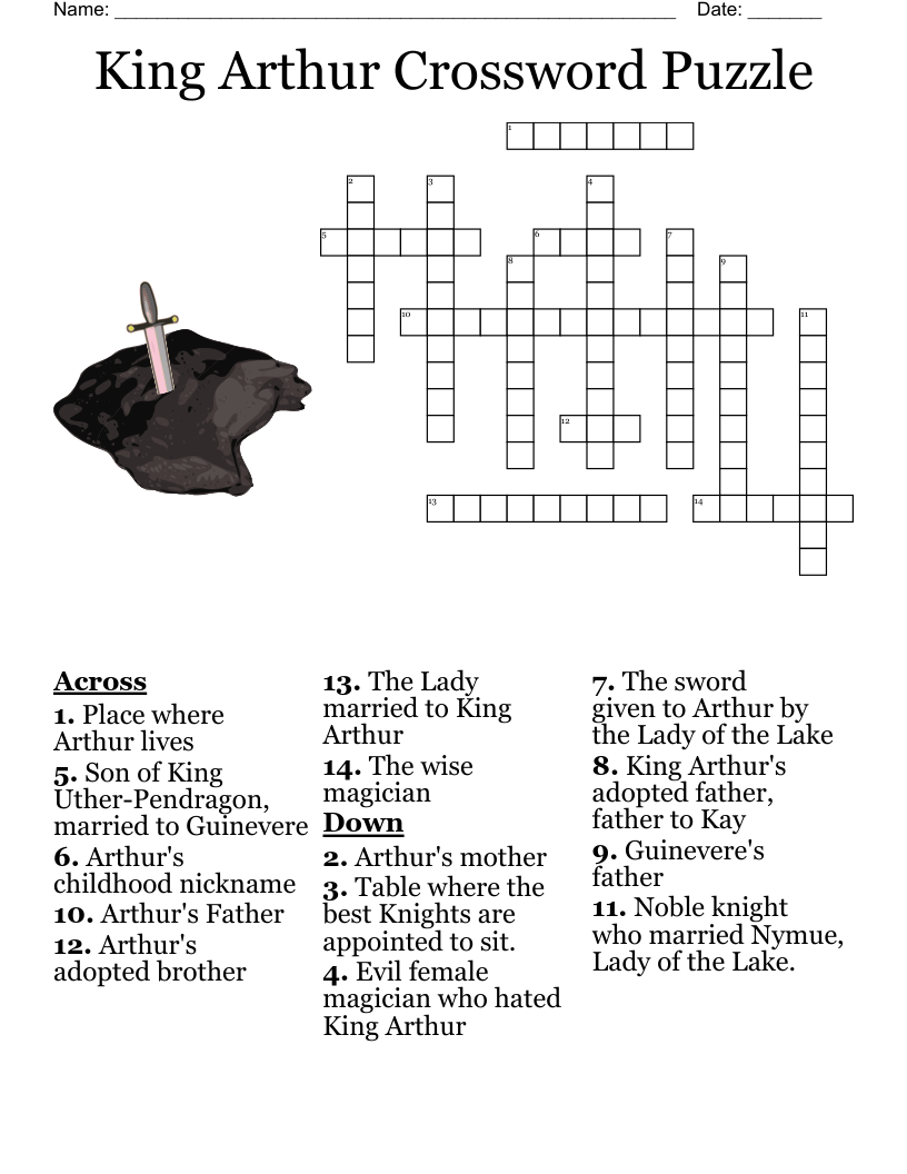King Arthur Crossword Puzzle