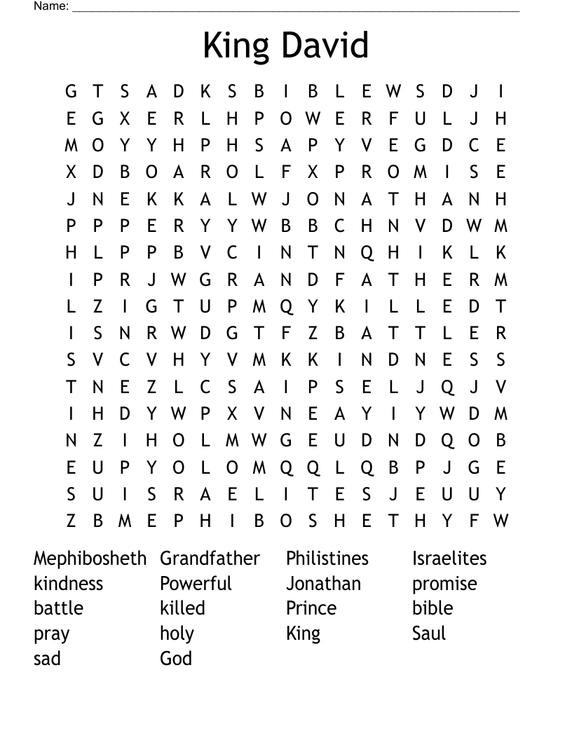 King David Word Search