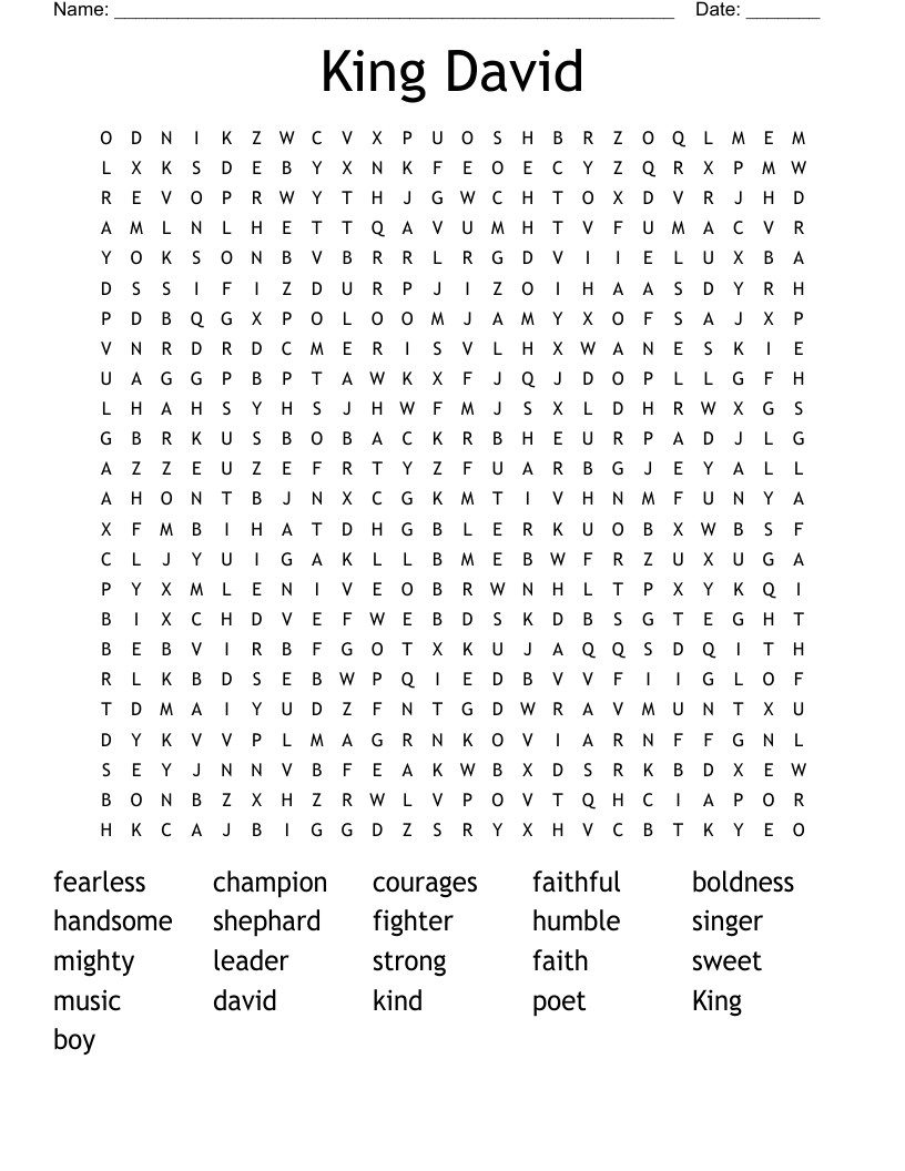 King David Word Search