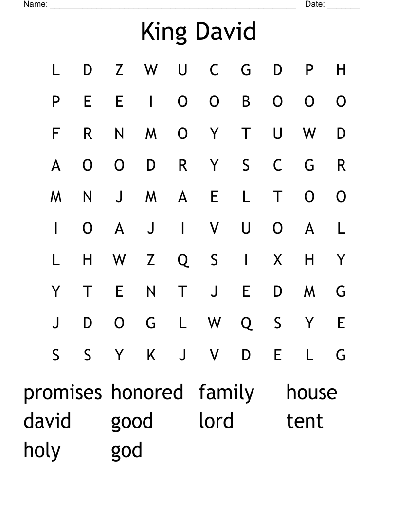 King David Word Search