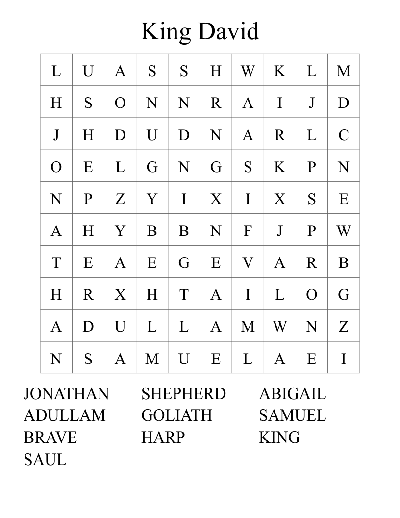 King David Word Search
