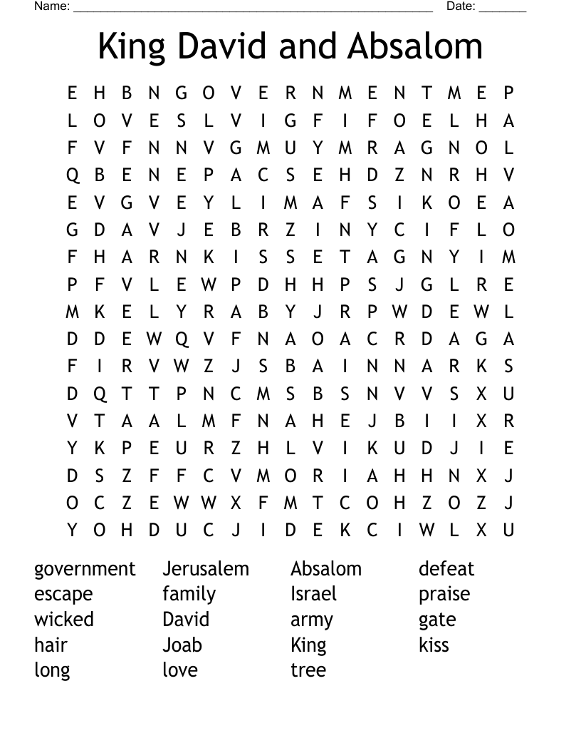 King David and Absalom Word Search