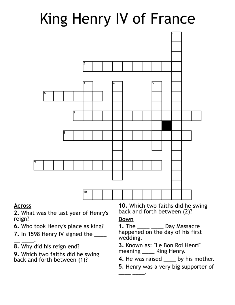 King Henry IV of France Crossword