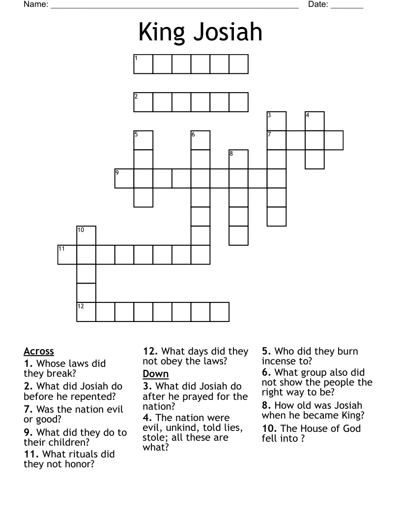 King Josiah Crossword