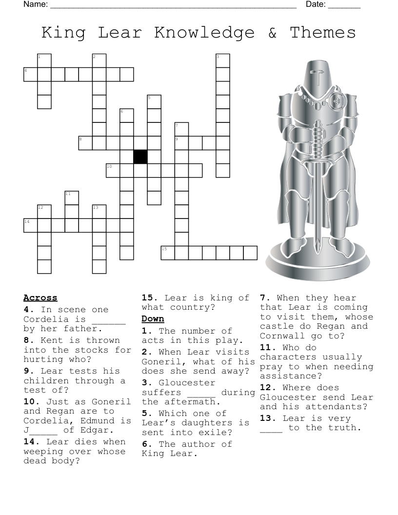 King Lear Knowledge & Themes Crossword