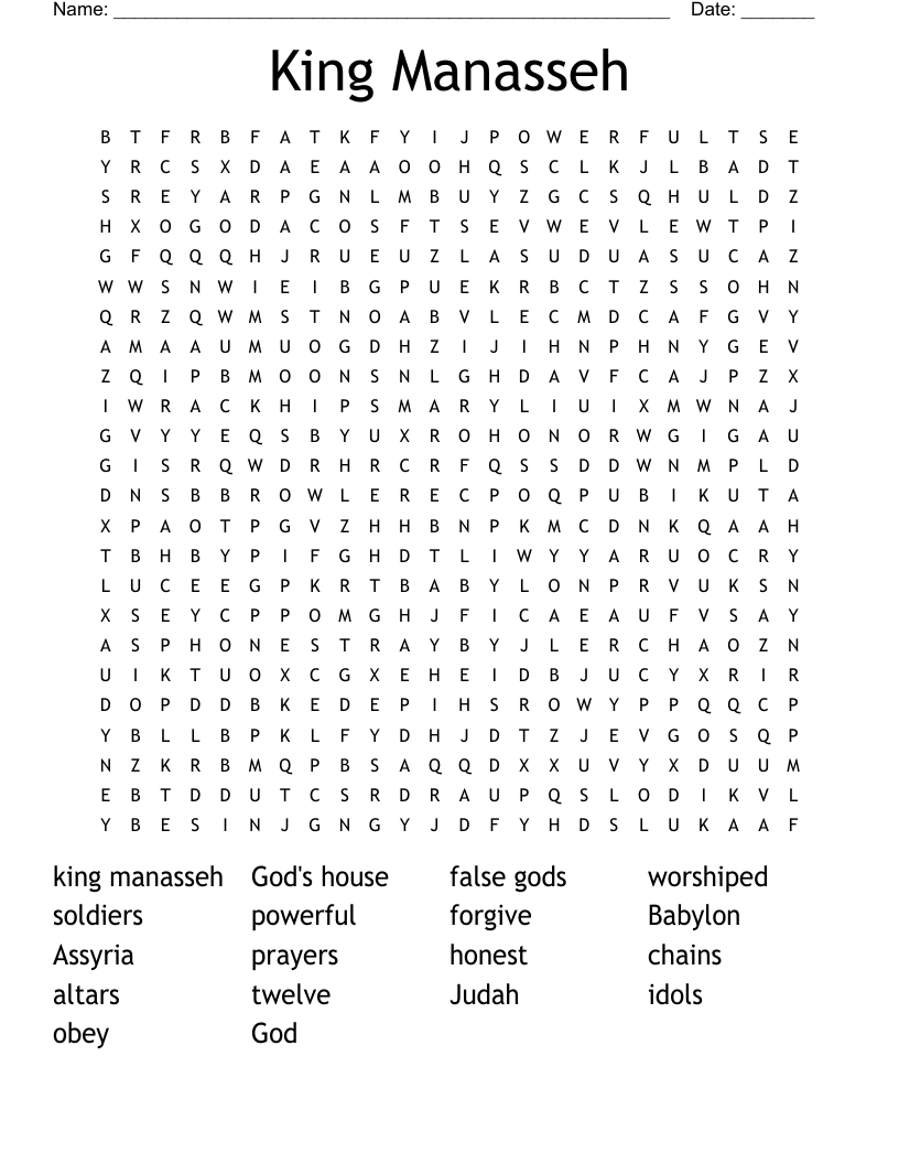 King Manasseh Word Search
