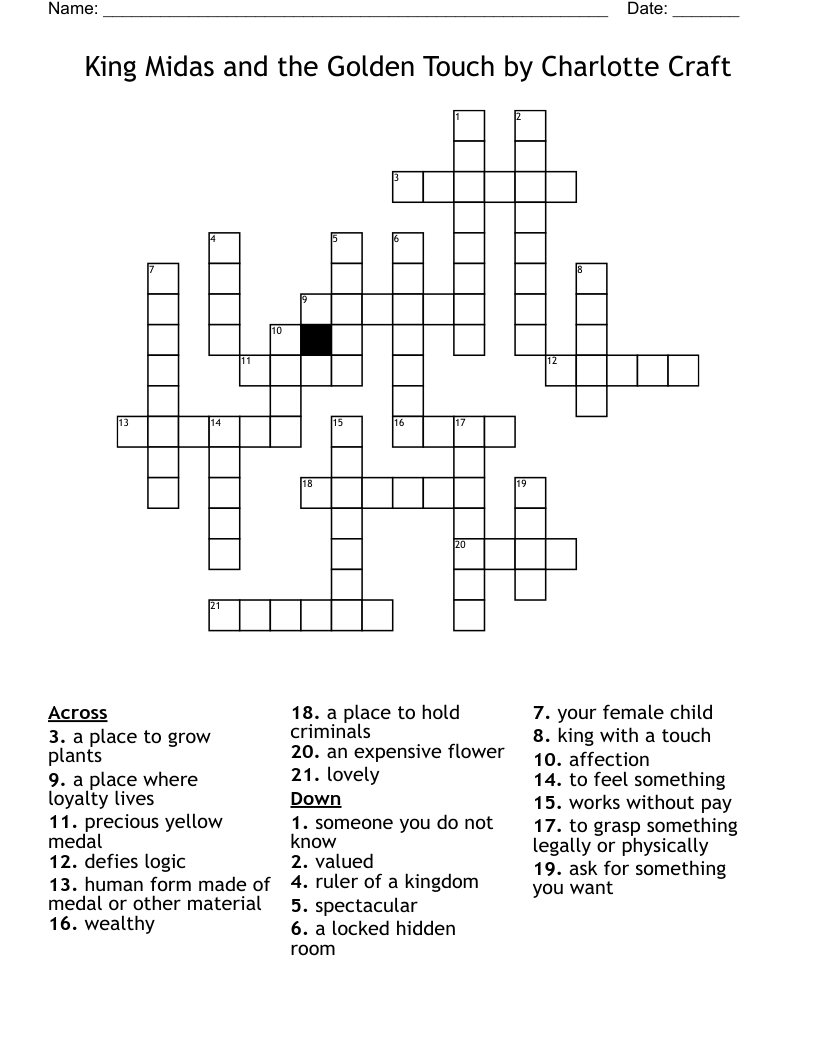 King Midas and the Golden Touch by Charlotte Craft Crossword