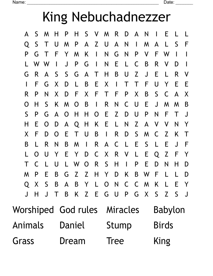 King Nebuchadnezzer Word Search