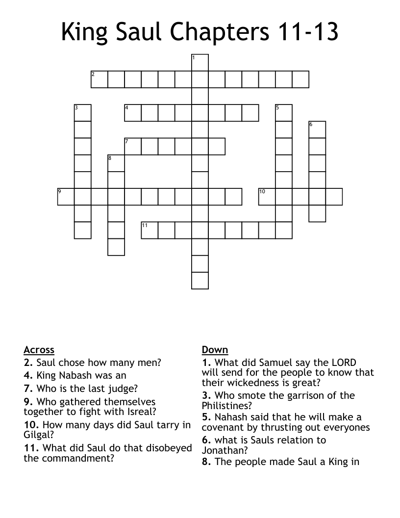 King Saul Chapters 11-13 Crossword