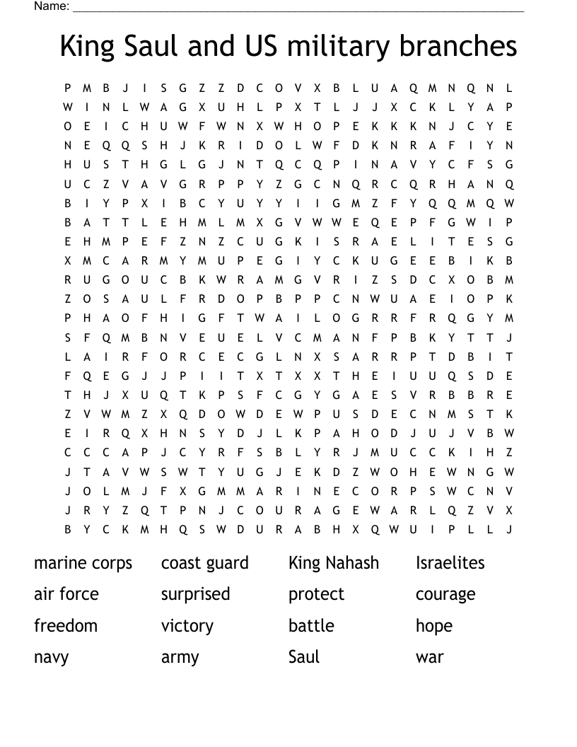 King Saul and US military branches Word Search