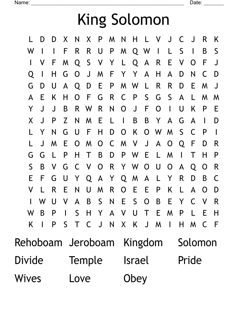 King Solomon Word Search