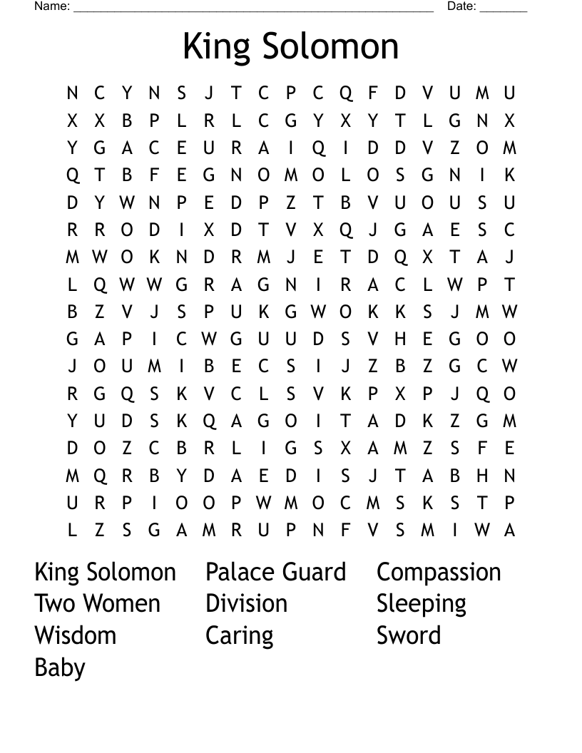 King Solomon Word Search