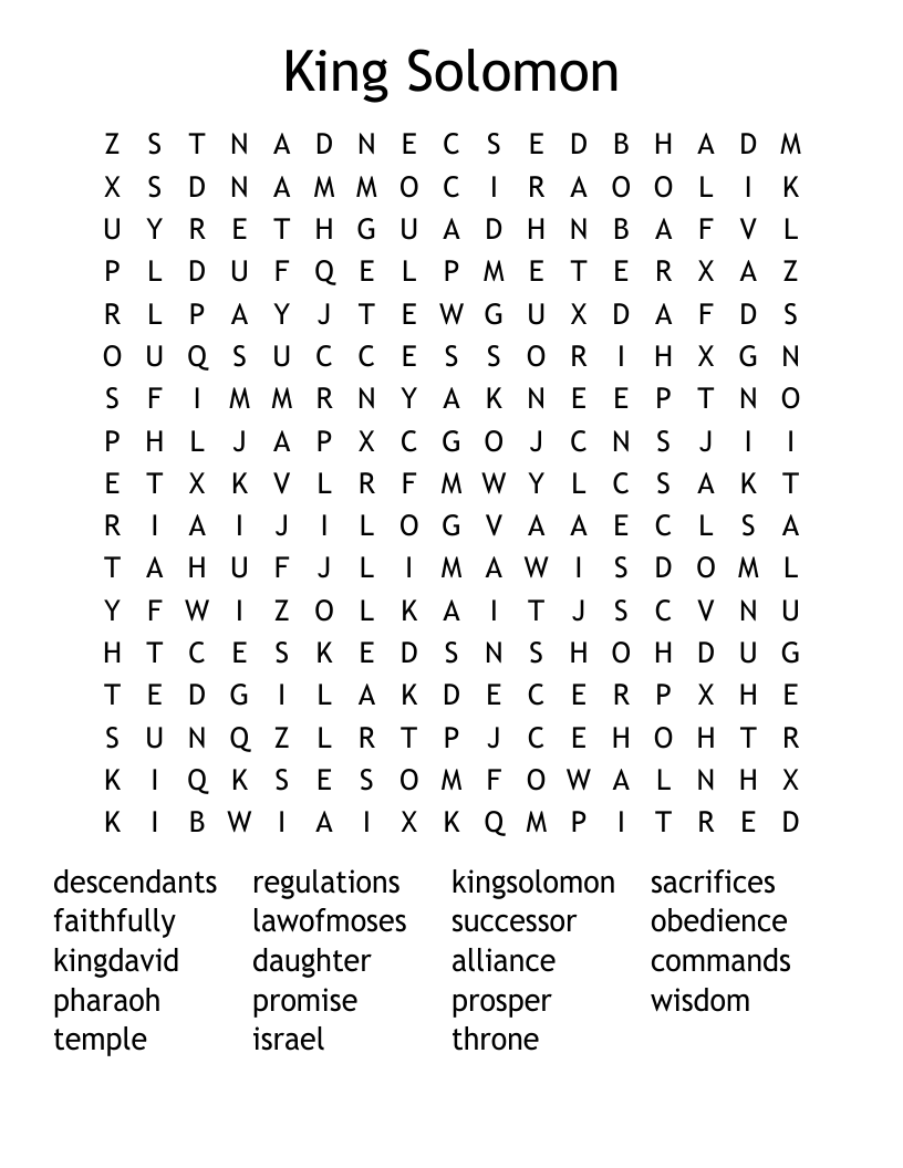 King Solomon Word Search