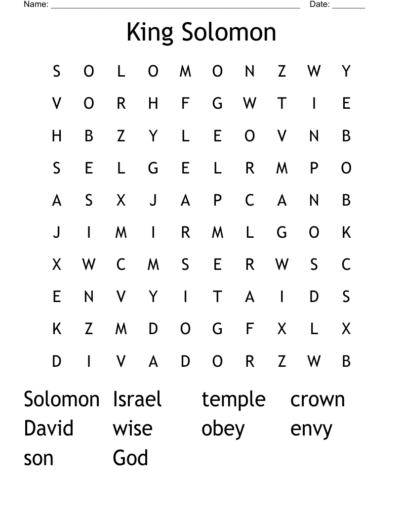 King Solomon Word Search