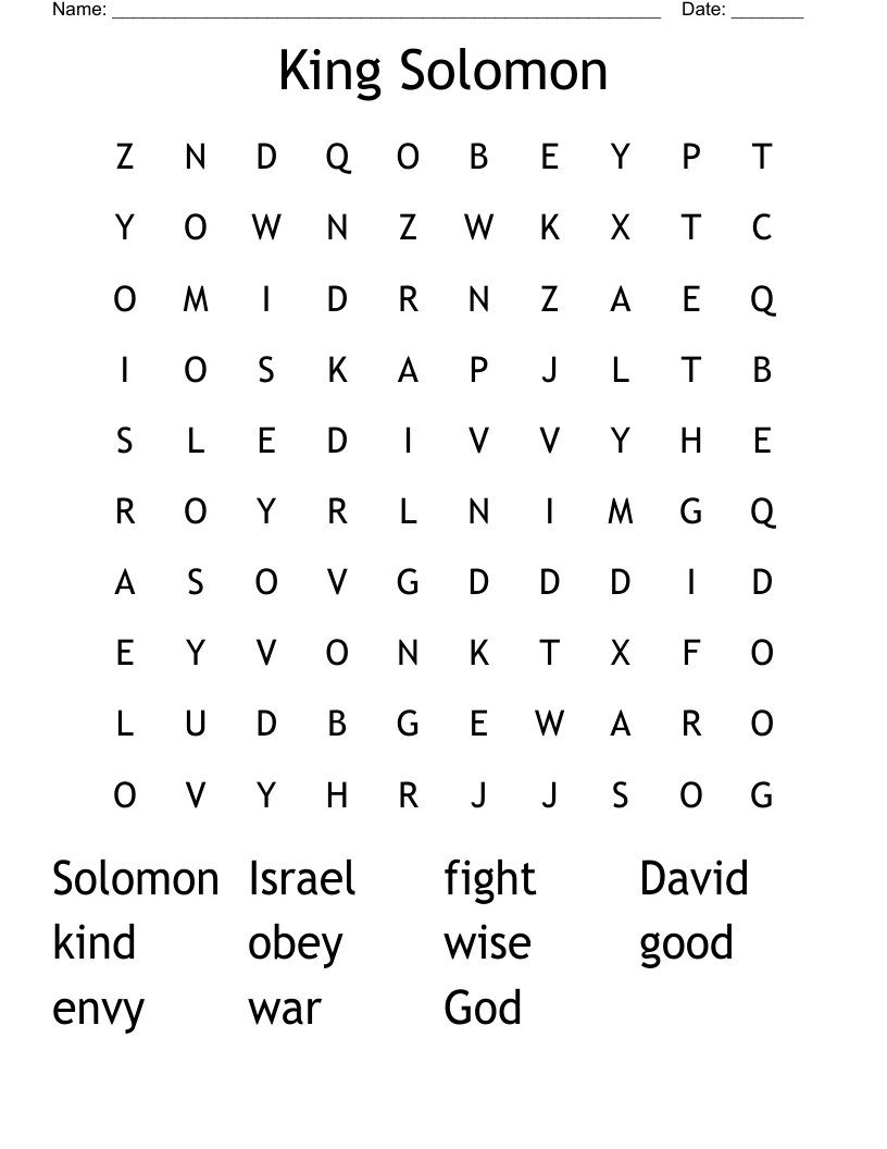 King Solomon Word Search