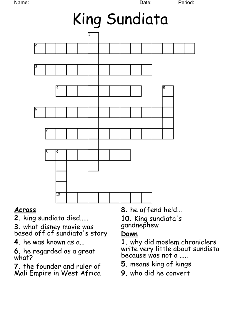 King Sundiata Crossword