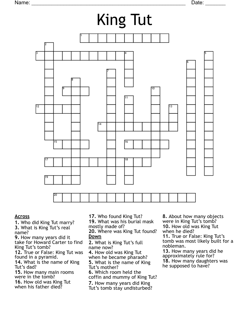 King Tut Crossword